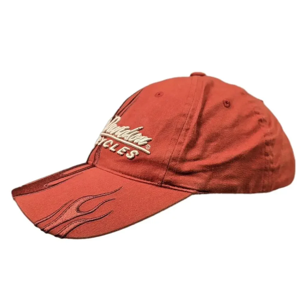 Vintage Harley-Davidson Adjustable Baseball Cap Orange Flames Lebanon, NH